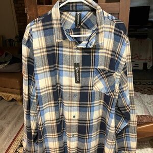 Burnside Blue and Tan Casual Button Down Shirt